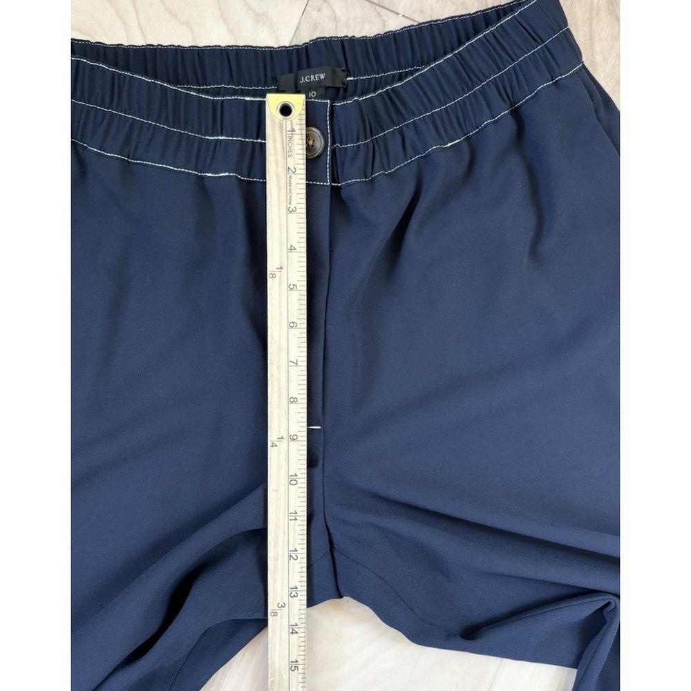 J.Crew Pull-on Crop Pant 365 Crepe Sailor Wide Leg Navy Blue Coastal Size 10 - Picture 5 of 10
